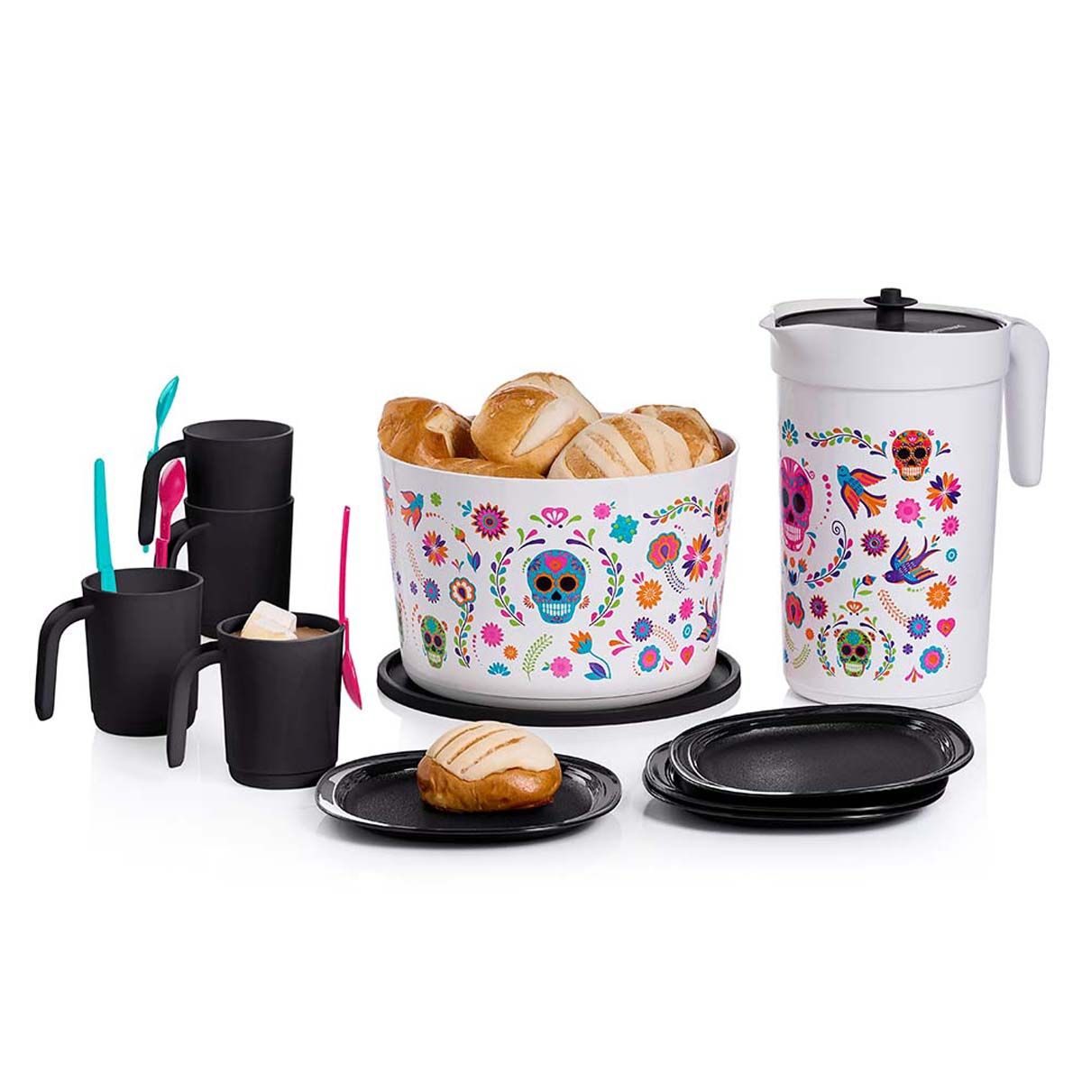 Tupperware Dia De Los Muertos Serving Set Black / Blue / Pink | VXA-639071