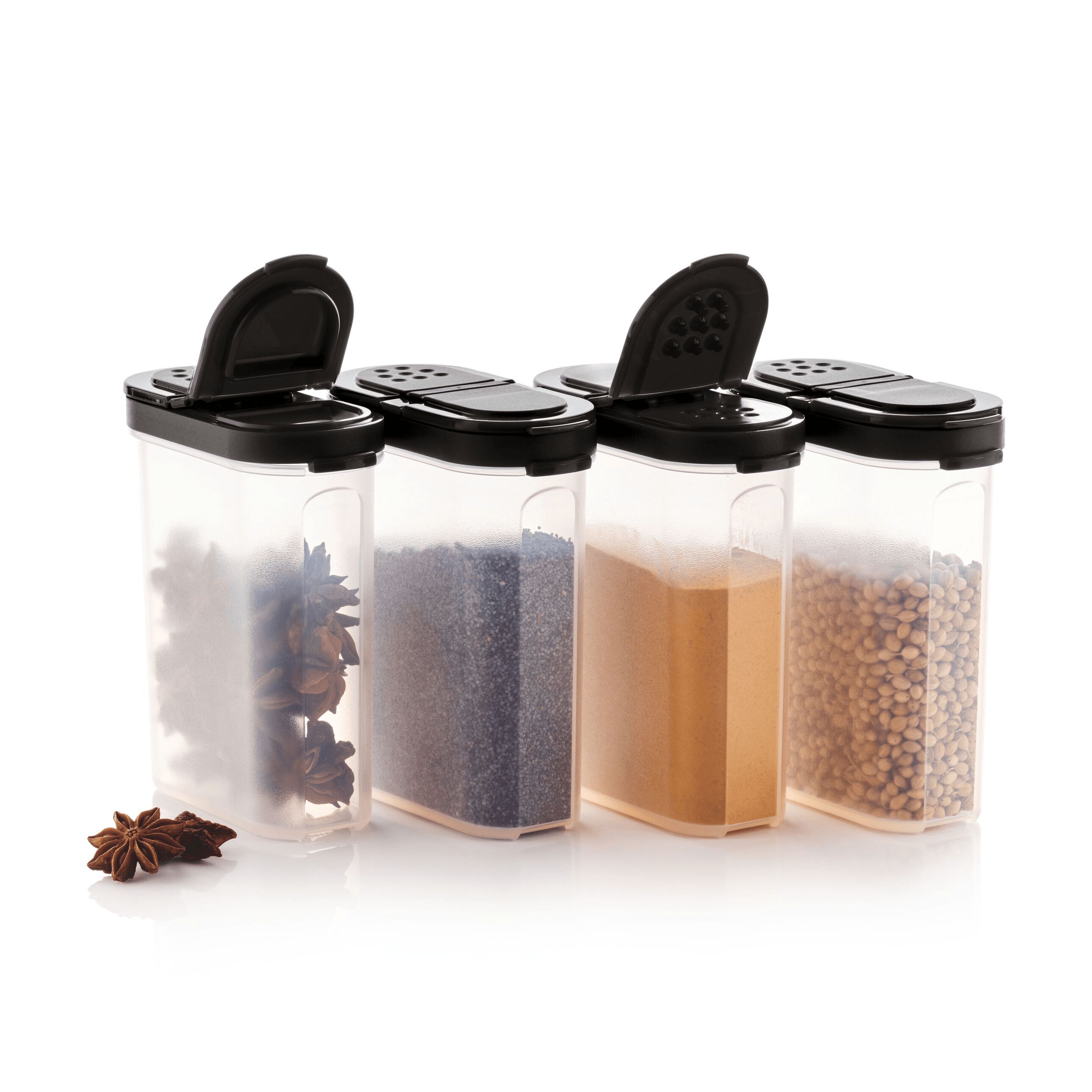 Tupperware Large Spice Shakers Black | MZK-843152