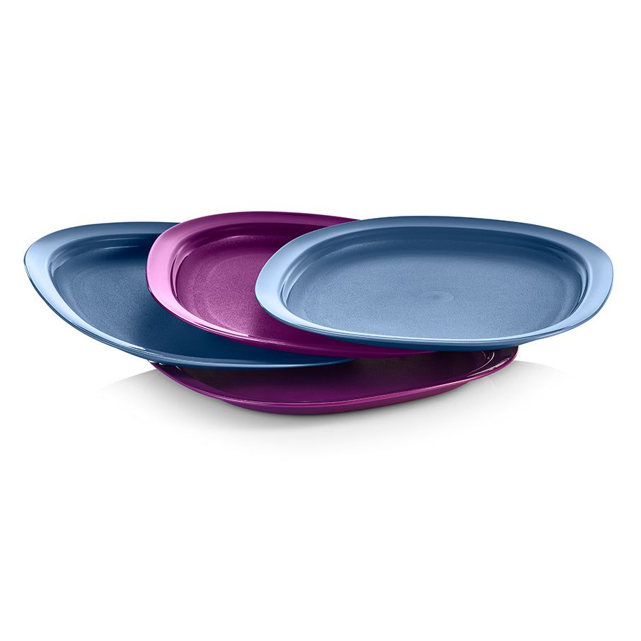 Tupperware Microwave Reheatable Luncheon Plates Blue | GOL-026574