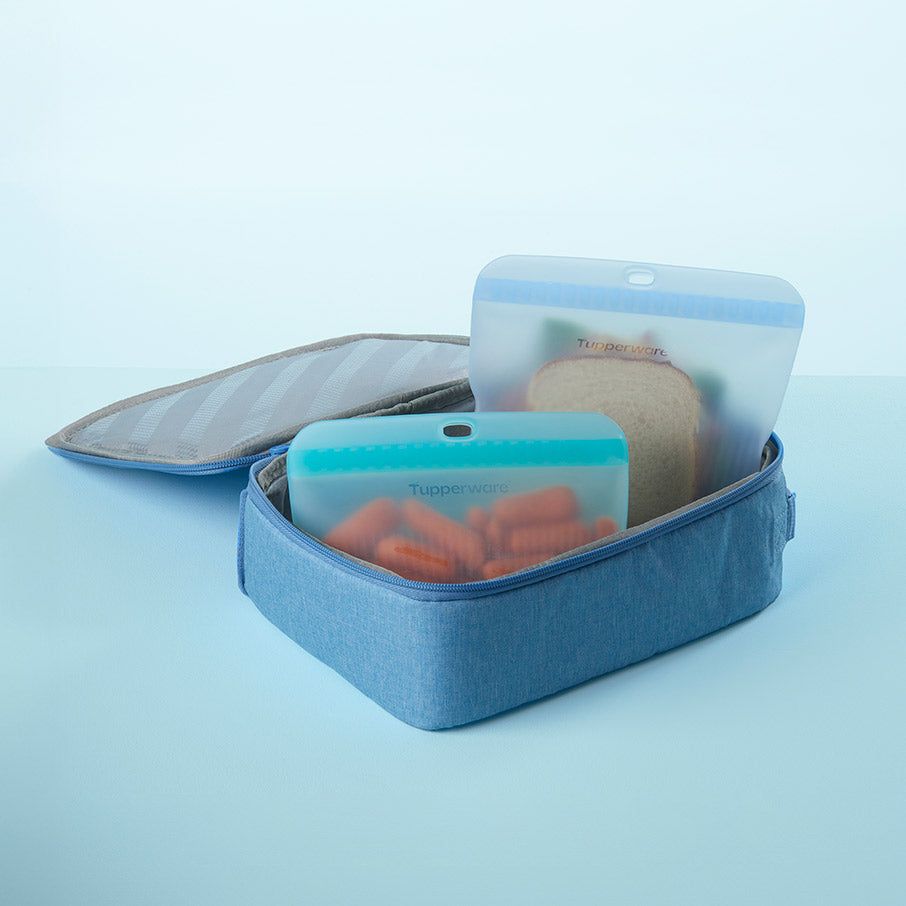 Tupperware The Ultimate Silicone Bag Slim Lunch Set Turquoise / White | DHK-594210