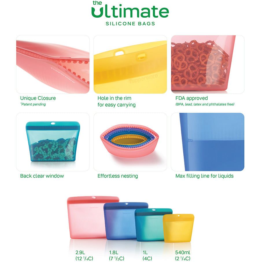 Tupperware Ultimate Silicone Stand-up Bag Small Green | XUC-087945