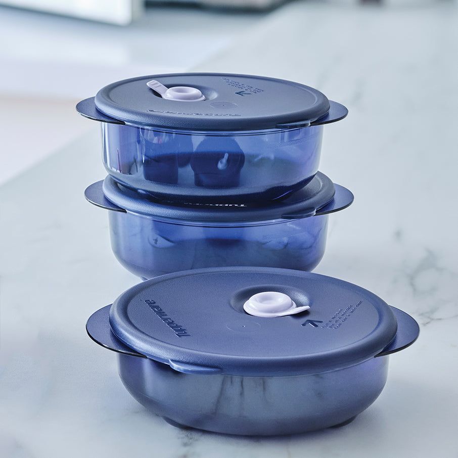 Tupperware Vent 'N Serve 3-pc. Small Round Set Nocturnal Sea | LTY-726034